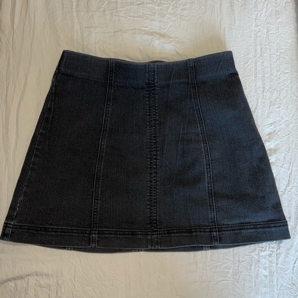 Black denim mini skirt